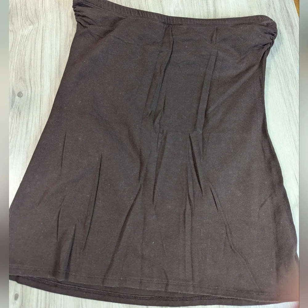 Y2K Tube Top Women's Size Medium Chocolate Brown Vintage Summer Boho - Picture 3 of 7